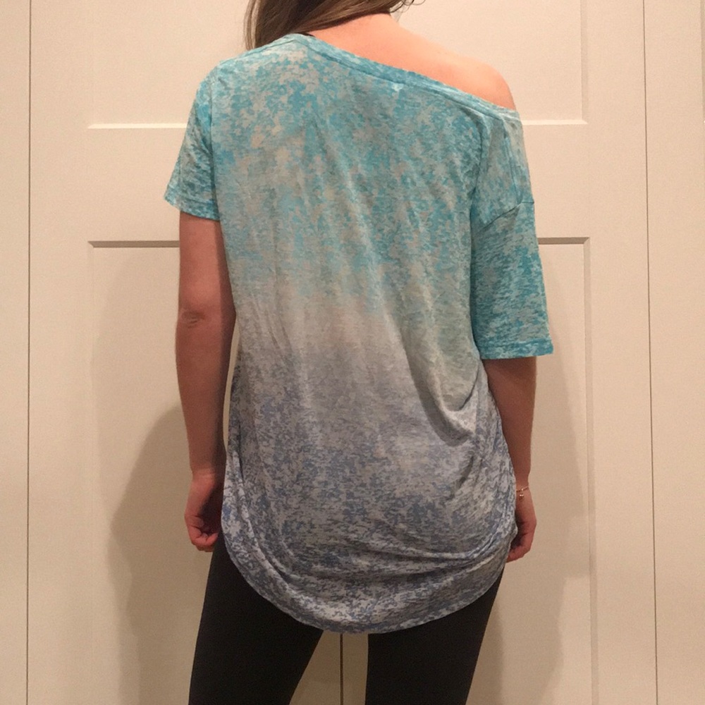 Victoria’s Secret Tee Shop Teal Blue Ombre V-Neck - Picture 2 of 2